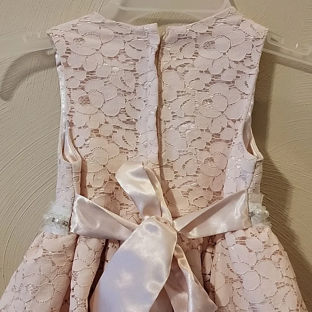 AMERICAN PRINCESS LIGHT PINK LACE OVERLAY SPECIAL OCCASION DRESS, SIZE 4